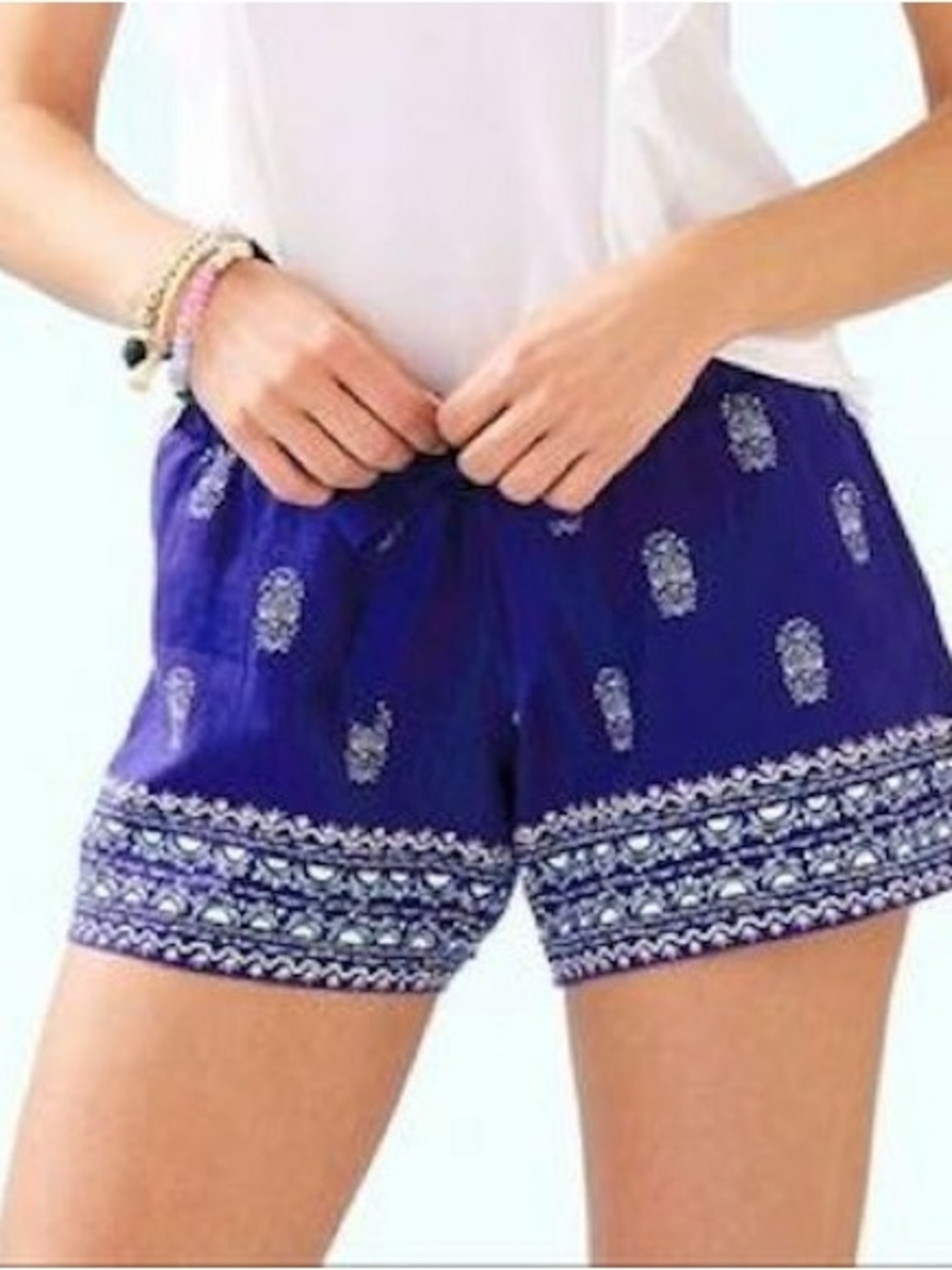NWOT Lilly Pulitzer Lapis Lazuli Lovely lanterns Arey Linen Shorts - Picture 2 of 12